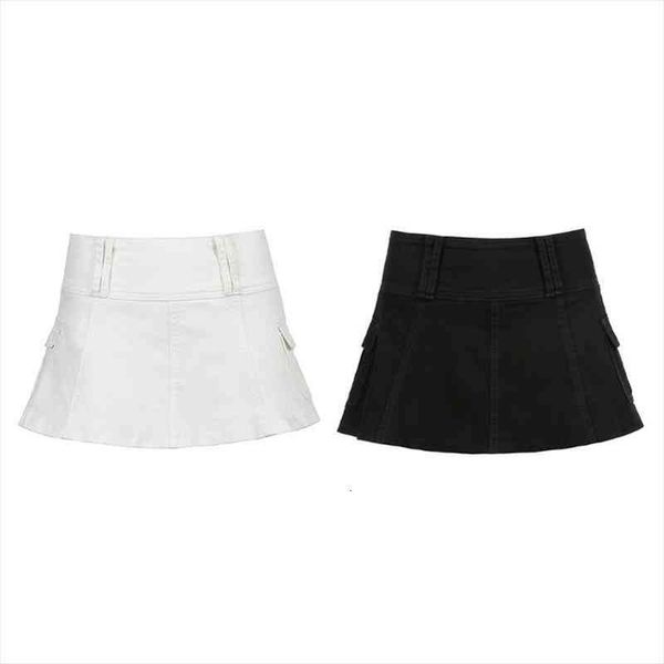 066f women gothic punk low waist pleated micro denim skirt harajuku solid color a-line flare hem casual slim with, Black
066f women gothic punk low waist pleated micro denim skirt harajuku solid color a-line flare hem casual slim with, Black