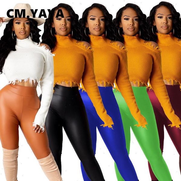 cm.yaya autumn winter streetwear women pant faux leather trousers street high waist activewear pu legging sweatpants, Black;white
cm.yaya autumn winter streetwear women pant faux leather trousers street high waist activewear pu legging sweatpants, Black;white