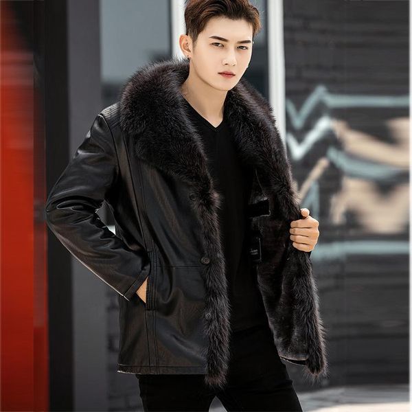 men's leather & faux mens winter fur coats long sheepskin jackets raccoon collar windbreaker outerwear outdoor snow overcoat plus size, Black
men's leather & faux mens winter fur coats long sheepskin jackets raccoon collar windbreaker outerwear outdoor snow overcoat plus size, Black