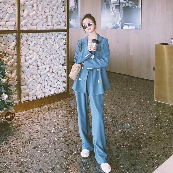 women's two piece pants blazer and 2 set women blue purple suits fashion elegant korean double breasted loose suit coat wide leg m008, White
women's two piece pants blazer and 2 set women blue purple suits fashion elegant korean double breasted loose suit coat wide leg m008, White