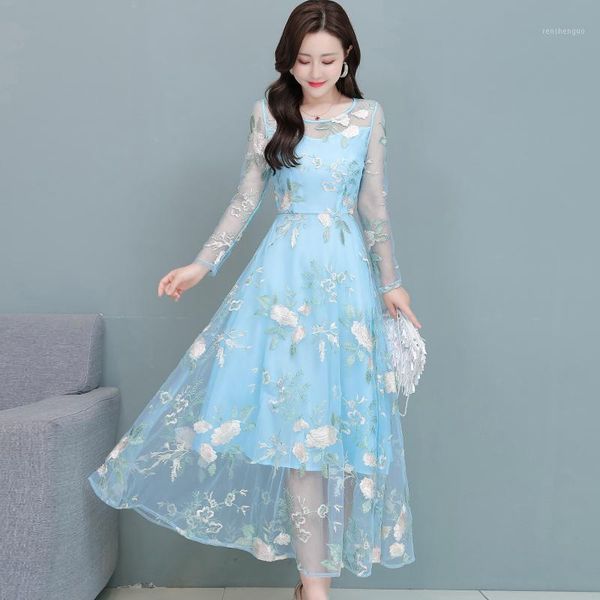casual dresses 2021 autumn winter arrival korean round collar flower embroidery long sleeve women gauze dress, Black;gray
casual dresses 2021 autumn winter arrival korean round collar flower embroidery long sleeve women gauze dress, Black;gray