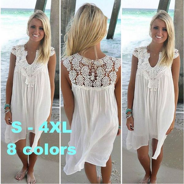 bikini cover up swimsuit beachwear plus size loose beach dress stitching chiffon flower hollow out ouc035j women's swimwear, White;black
bikini cover up swimsuit beachwear plus size loose beach dress stitching chiffon flower hollow out ouc035j women's swimwear, White;black