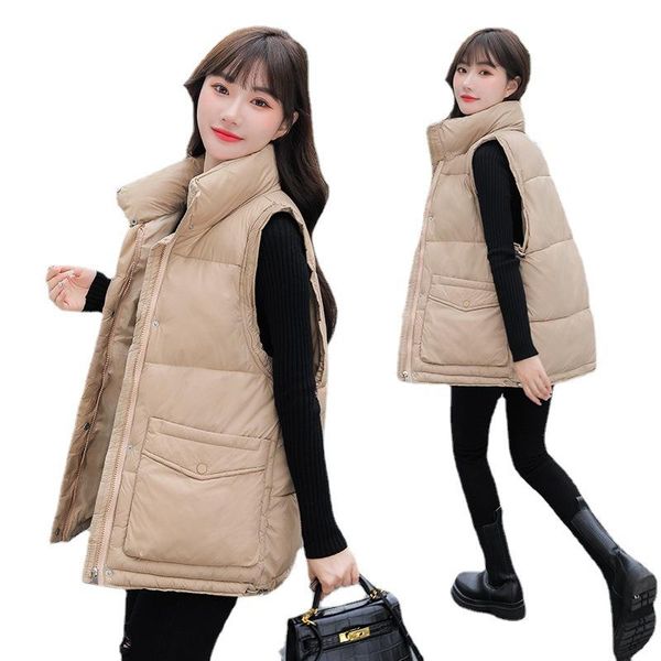 women's vests short down cotton vest female 2021 autumn winter korean style stand collar wild loose casual fashion jacket, Black;white
women's vests short down cotton vest female 2021 autumn winter korean style stand collar wild loose casual fashion jacket, Black;white