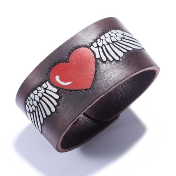 cow leather bracelets vintage jewelry new fashion red love heart white wings totem punk width charm, Golden;silver
cow leather bracelets vintage jewelry new fashion red love heart white wings totem punk width charm, Golden;silver