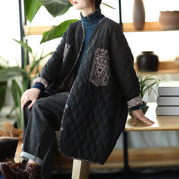 women's jackets 2021 winter padded women retro long loose all-match ladies coat v-neck button print geometric thicker, Black;brown
women's jackets 2021 winter padded women retro long loose all-match ladies coat v-neck button print geometric thicker, Black;brown