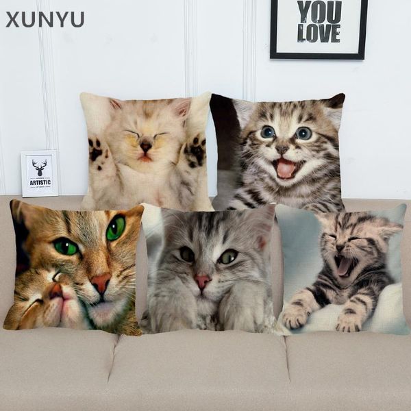 cushion/decorative pillow xunyu lovely cat linen pillowcase home sofa square cover animal pattern decorative cushion 45x45cm ac003