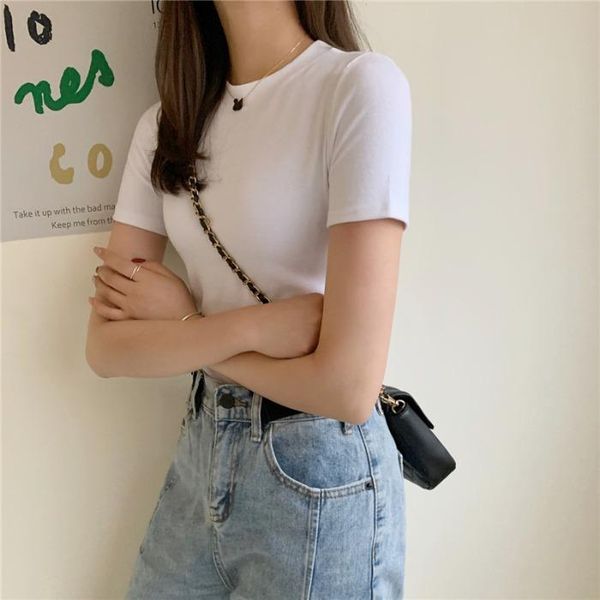 women's t-shirt white short-sleeved for women 2021 summer korean style chic all-matching slim fit slimming short ins fashion
women's t-shirt white short-sleeved for women 2021 summer korean style chic all-matching slim fit slimming short ins fashion