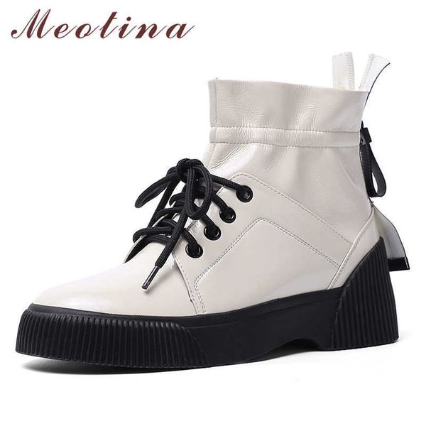 meotina ankle boots women shoes pleated real leather flat platform short boots zip lace up height increasing boots lady beige 42 210608, Black
meotina ankle boots women shoes pleated real leather flat platform short boots zip lace up height increasing boots lady beige 42 210608, Black