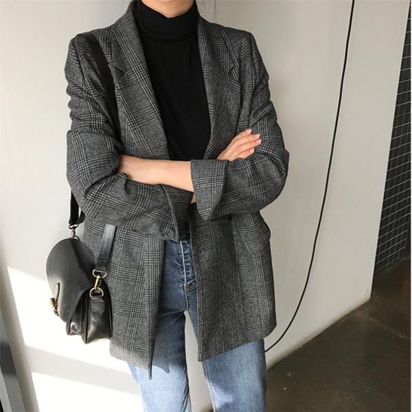 women's suits & blazers jackets plaid double breasted pockets england vintage casual office loose mujer outerwear tide, White;black
women's suits & blazers jackets plaid double breasted pockets england vintage casual office loose mujer outerwear tide, White;black