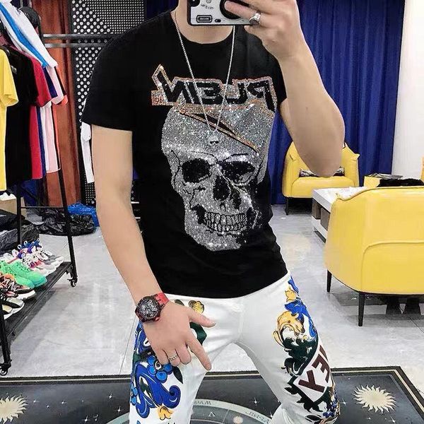 men's t-shirts summer original clothing luxury personality brand 100% cotton round neck super shiny skull diamond t-shirt, White;black
men's t-shirts summer original clothing luxury personality brand 100% cotton round neck super shiny skull diamond t-shirt, White;black
