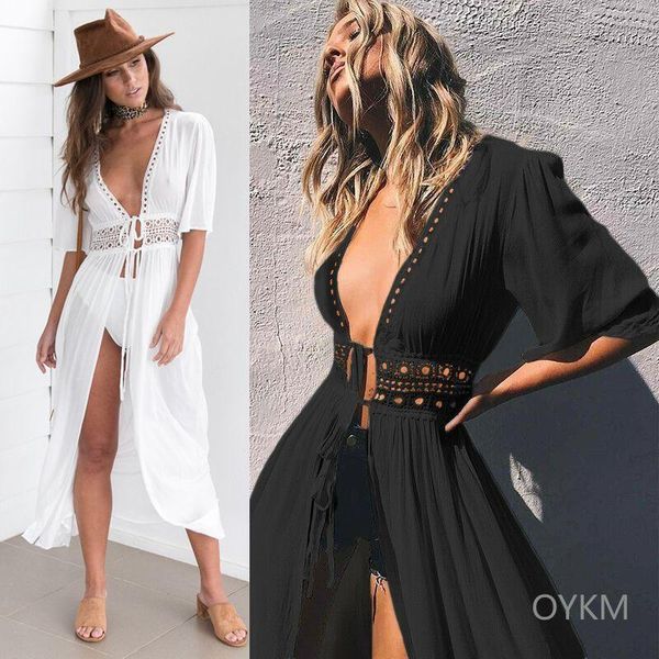 women's swimwear plus size beach long maxi dress women cover up tunic pareo white v neck robe bathing suit beachwear 3xl, White;black
women's swimwear plus size beach long maxi dress women cover up tunic pareo white v neck robe bathing suit beachwear 3xl, White;black