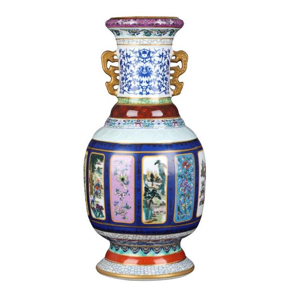 vases jingdezhen porcelain large vase big enamel floor with double ears imitation of the ancients in qianlong year mark
vases jingdezhen porcelain large vase big enamel floor with double ears imitation of the ancients in qianlong year mark