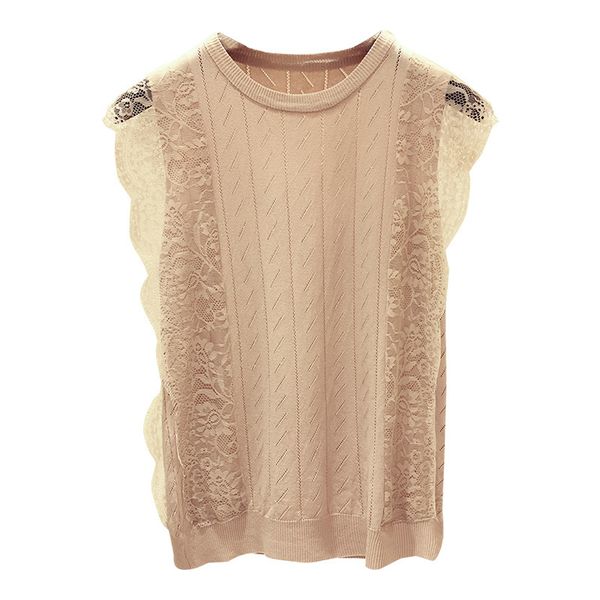 new summer women mesh t shirt sleeveless o-neck lace knitted patchwork tees female chic solid hollow out t-shirt, White
new summer women mesh t shirt sleeveless o-neck lace knitted patchwork tees female chic solid hollow out t-shirt, White