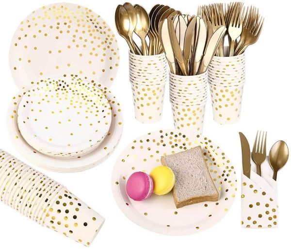 disposable dinnerware white gold paper plates napkins tableware sets party supplies dot decorations for birthday graduation
disposable dinnerware white gold paper plates napkins tableware sets party supplies dot decorations for birthday graduation