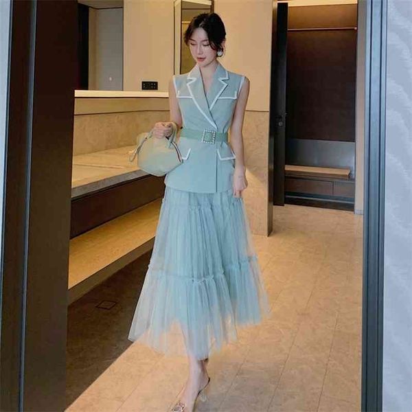 summer women's fashion temperament waist sleeveless mesh skirt two-piece suit 210416, White
summer women's fashion temperament waist sleeveless mesh skirt two-piece suit 210416, White