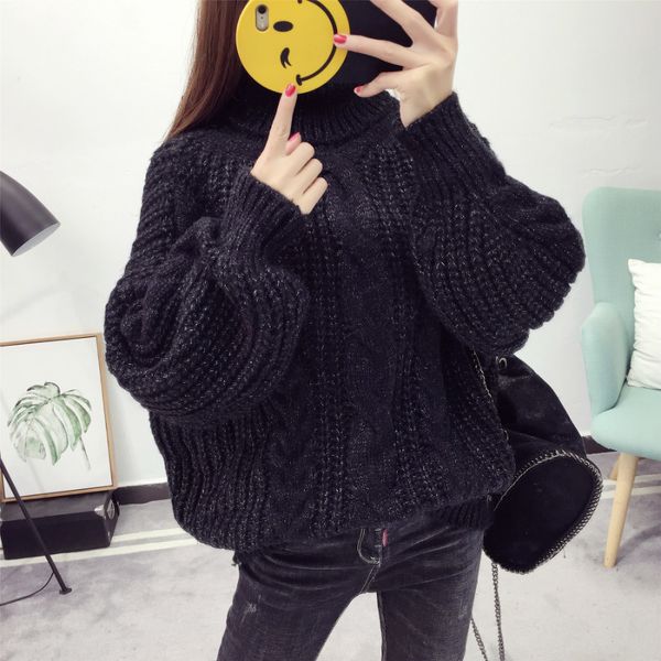 women's sweaters autumn thick string loose turtleneck women's sweater korean 4 colour high knitting female 6x53, White;black
women's sweaters autumn thick string loose turtleneck women's sweater korean 4 colour high knitting female 6x53, White;black