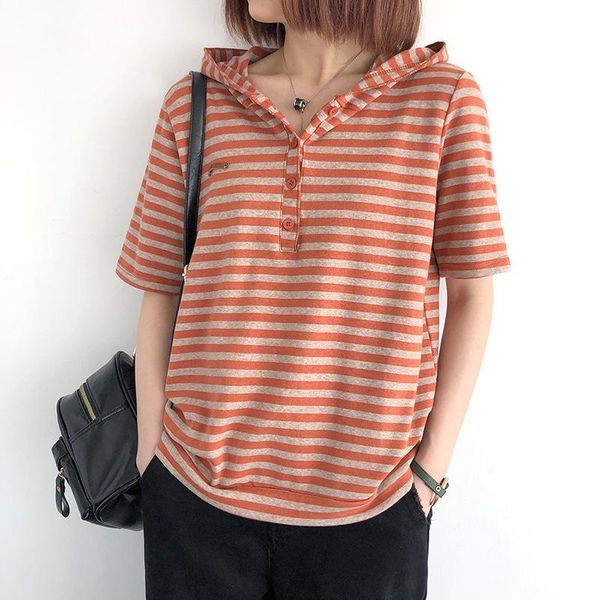 women's blouses & shirts summer 2021 stripes hooded female literary leisure loose cotton short sleeve blouse, White
women's blouses & shirts summer 2021 stripes hooded female literary leisure loose cotton short sleeve blouse, White