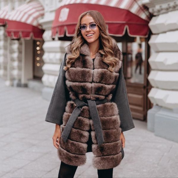 women's fur & faux 80cm long real coat women winter fashion 2021 causal genuine wool blend coats outwear natural jacket, Black
women's fur & faux 80cm long real coat women winter fashion 2021 causal genuine wool blend coats outwear natural jacket, Black