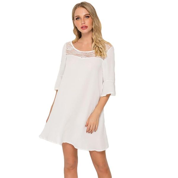 party dresses fashion women chiffon dress vestidos summer round collar lace patchwork mini flared sleeve, White;black
party dresses fashion women chiffon dress vestidos summer round collar lace patchwork mini flared sleeve, White;black