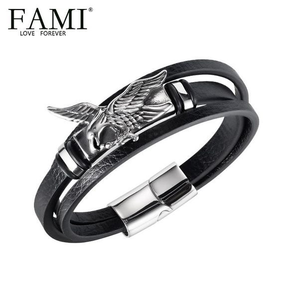 bangle fami fashion personalized leather titanium steel bracelet men's retro stainless dapeng wing, Black
bangle fami fashion personalized leather titanium steel bracelet men's retro stainless dapeng wing, Black