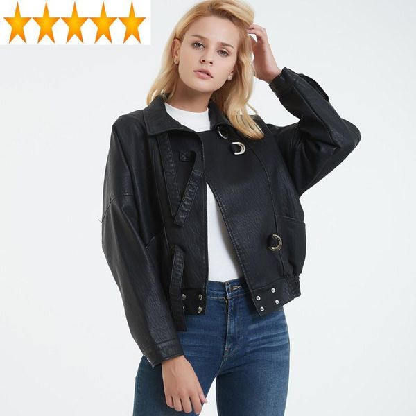 women's leather & faux short spring jacket coat women korean pu jackets loose harajuku chaqueta cuero mujer kj2001, Black
women's leather & faux short spring jacket coat women korean pu jackets loose harajuku chaqueta cuero mujer kj2001, Black