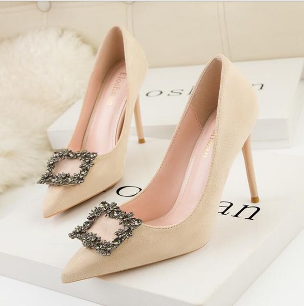 ladies high heels stiletto heel new all-match pointed suede women's shoes rhinestone girl mid-heel shoes, Black
ladies high heels stiletto heel new all-match pointed suede women's shoes rhinestone girl mid-heel shoes, Black