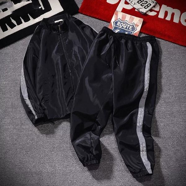 fashion casual 2 pieces running men tracksuits sets reflective strip set long sleeve crop pants fitness sportswear, Gray
fashion casual 2 pieces running men tracksuits sets reflective strip set long sleeve crop pants fitness sportswear, Gray