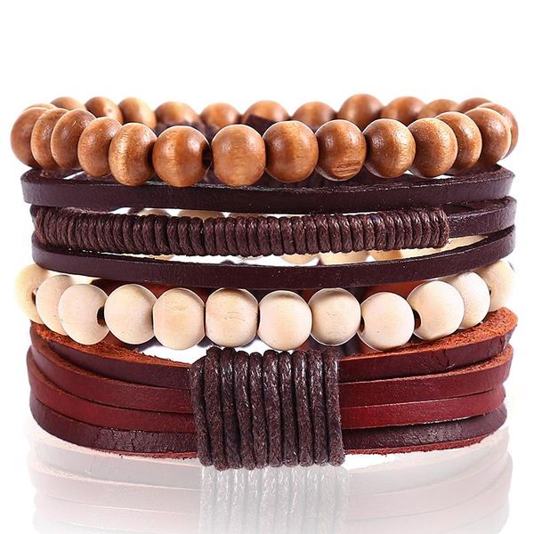 charm bracelets 4pcs/set arrival vintage braided cowhide wooden bead women men rope wristband diy combination set bracelet bangles, Golden;silver
charm bracelets 4pcs/set arrival vintage braided cowhide wooden bead women men rope wristband diy combination set bracelet bangles, Golden;silver