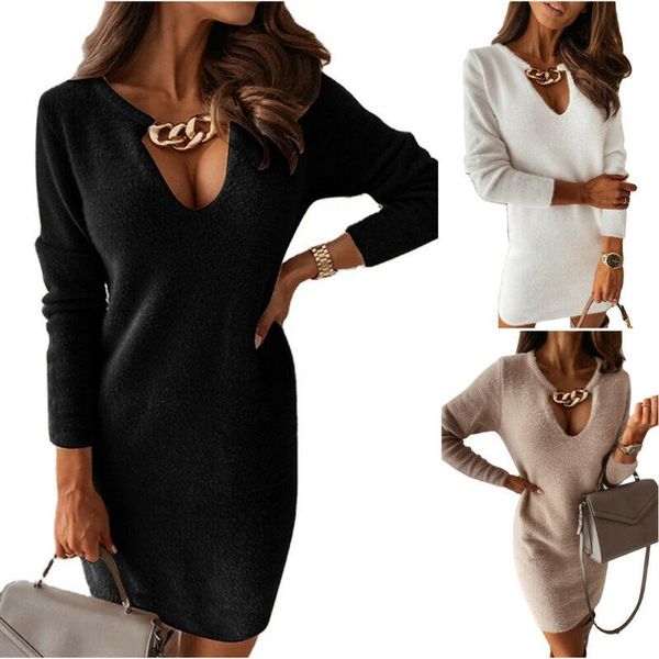casual dresses ladies fur chain mini jumper sweater women party bodycon dress, Black;gray
casual dresses ladies fur chain mini jumper sweater women party bodycon dress, Black;gray