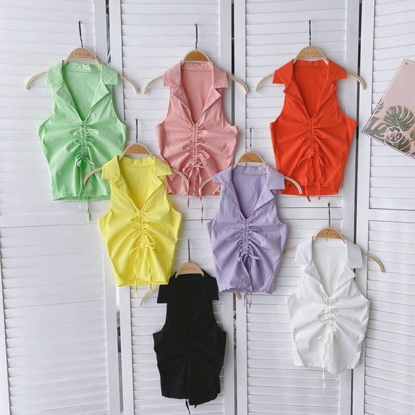 women's blouses & shirts singreiny design ruched drawstring blouse women notched collar sleeveless slim 2021 summer fashion streetwear, White
women's blouses & shirts singreiny design ruched drawstring blouse women notched collar sleeveless slim 2021 summer fashion streetwear, White