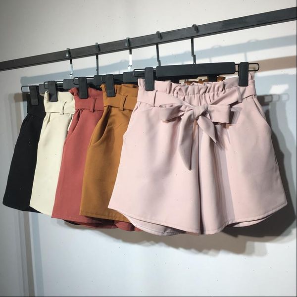 women shorts summer autumn fashion elastic sashes high waist vintage wide leg solid thin bow female mw204, White;black
women shorts summer autumn fashion elastic sashes high waist vintage wide leg solid thin bow female mw204, White;black
