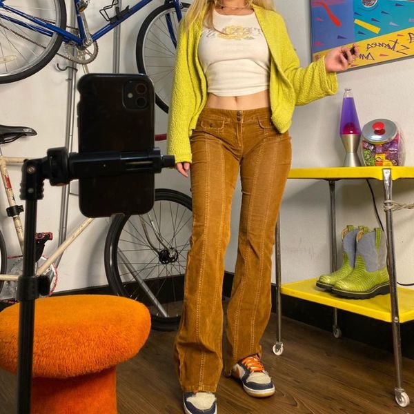 women's pants & capris autumn winter 90s women casual patched pockets corduroy y2k retro low waisted flare joggers harajuku sweatpants, Black;white
women's pants & capris autumn winter 90s women casual patched pockets corduroy y2k retro low waisted flare joggers harajuku sweatpants, Black;white