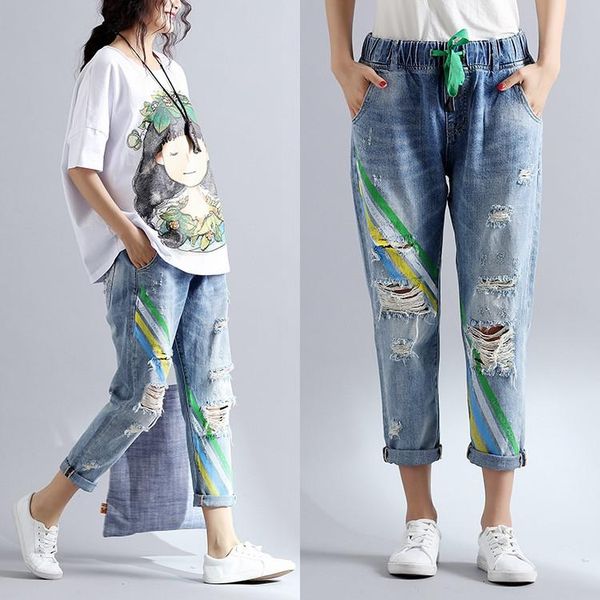 autumn jeans women haren pants hole elastic high waist loose casual female pocket large size pencil denim women's, Blue
autumn jeans women haren pants hole elastic high waist loose casual female pocket large size pencil denim women's, Blue