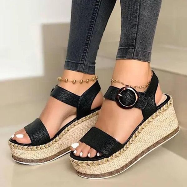 sandals women wedges summer high heels open toe platform ladies shoes buckle strap gladiator beach espadrille, Black
sandals women wedges summer high heels open toe platform ladies shoes buckle strap gladiator beach espadrille, Black