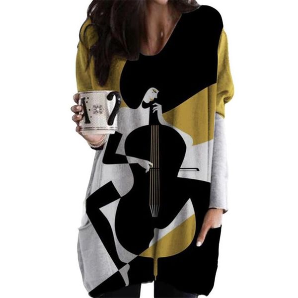 women's t-shirt elegant cello 3d printed women fashion v-neck long sleeve pocket casual loose mid-length tshirt black tees for ladie, White
women's t-shirt elegant cello 3d printed women fashion v-neck long sleeve pocket casual loose mid-length tshirt black tees for ladie, White
