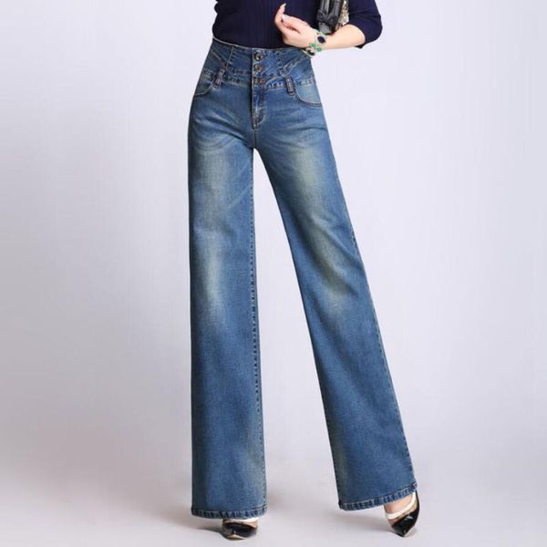women's jeans yy spring autumn fashion women long pants high waist three buttons bleached wide-leg with pockets 26-33, Blue
women's jeans yy spring autumn fashion women long pants high waist three buttons bleached wide-leg with pockets 26-33, Blue
