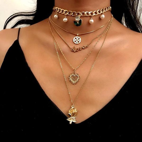 cross-border jewelry personality street beat pearl sweater chain geometric multilayer rose pendant necklace, Silver
cross-border jewelry personality street beat pearl sweater chain geometric multilayer rose pendant necklace, Silver