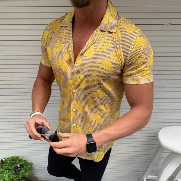 men fashion short sleeve turn down collar blouse leaves print button slim shirt casual clothes perfect gifts men's shirts, White;black
men fashion short sleeve turn down collar blouse leaves print button slim shirt casual clothes perfect gifts men's shirts, White;black
