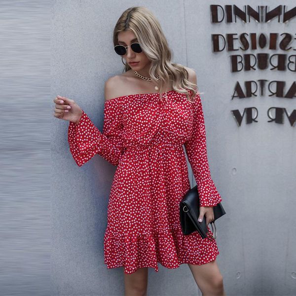 casual dresses autumn winter slash neck dress women ruffles high waist slim dot print off the shoulder fashion, Black;gray
casual dresses autumn winter slash neck dress women ruffles high waist slim dot print off the shoulder fashion, Black;gray