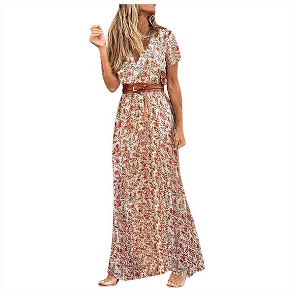 short sleeve floral maxi long women dress boho party evening casual robe longue, Black;gray
short sleeve floral maxi long women dress boho party evening casual robe longue, Black;gray