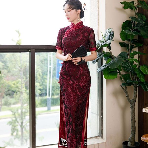 ethnic clothing flower embroidery chinese style dress gown female burgundy mandarin collar qipao satin cheongsam long vintage button vestido, Red
ethnic clothing flower embroidery chinese style dress gown female burgundy mandarin collar qipao satin cheongsam long vintage button vestido, Red