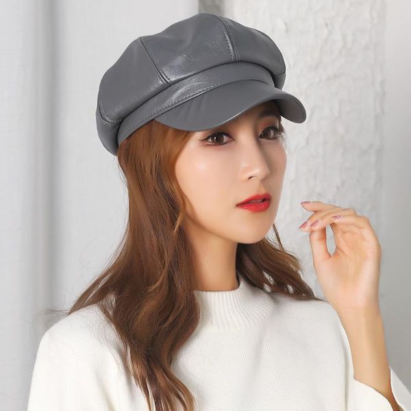 stingy brim hats leather solid color women's beret versatile spring octagonal ladies hat korean style simple elegant keep warm casual f, Blue;gray
stingy brim hats leather solid color women's beret versatile spring octagonal ladies hat korean style simple elegant keep warm casual f, Blue;gray