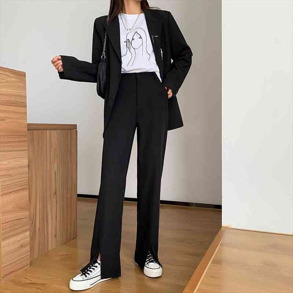 fashion suit front slit womens pant loose straight high waist drape black wide leg, Black;white
fashion suit front slit womens pant loose straight high waist drape black wide leg, Black;white