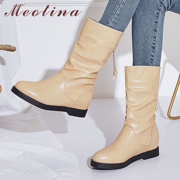 winter mid calf boots women pu leather pearl height increasing pleated round toe shoes lady fall size 33-43 210517, Black
winter mid calf boots women pu leather pearl height increasing pleated round toe shoes lady fall size 33-43 210517, Black
