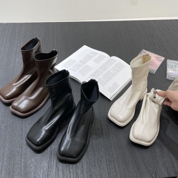 boots white ankle female shoes flat heel zipper low ladies rock rubber basic square toe rome fabric solid microfiber flock hoof, Black
boots white ankle female shoes flat heel zipper low ladies rock rubber basic square toe rome fabric solid microfiber flock hoof, Black