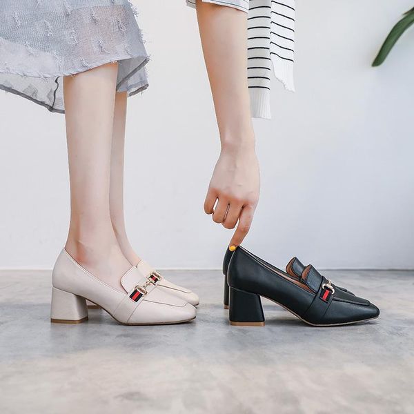 dress shoes spring autumn slip on women pumps thick heel ladies metal decoration single square toe chaussure femme, Black
dress shoes spring autumn slip on women pumps thick heel ladies metal decoration single square toe chaussure femme, Black