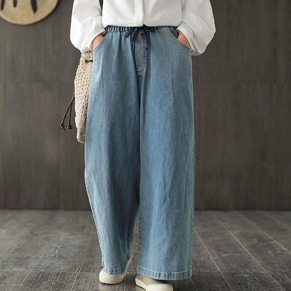 women's jeans johnature spring leisure full length elastic high waist denim wide leg pants 2021 loose comfortable plus size women, Blue
women's jeans johnature spring leisure full length elastic high waist denim wide leg pants 2021 loose comfortable plus size women, Blue