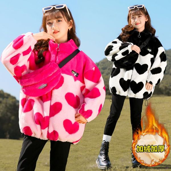 jackets medium and big children's winter wool sweater plus velvet thick warm jacket little girl lamb zipper, Blue;gray
jackets medium and big children's winter wool sweater plus velvet thick warm jacket little girl lamb zipper, Blue;gray