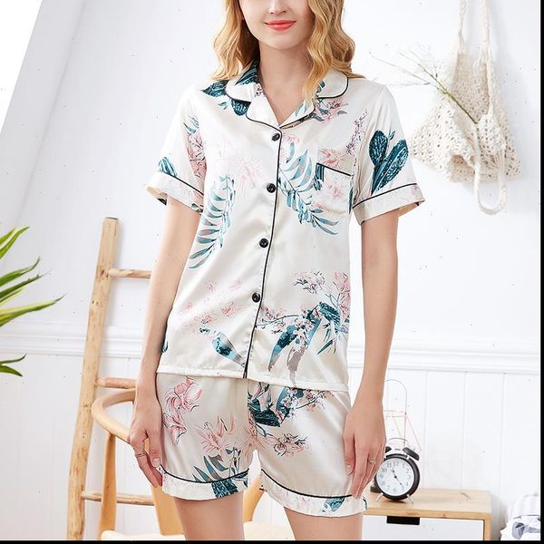 silk pajamas short sleeves women sleepwear print two piece set nightwear casual, Black;red
silk pajamas short sleeves women sleepwear print two piece set nightwear casual, Black;red