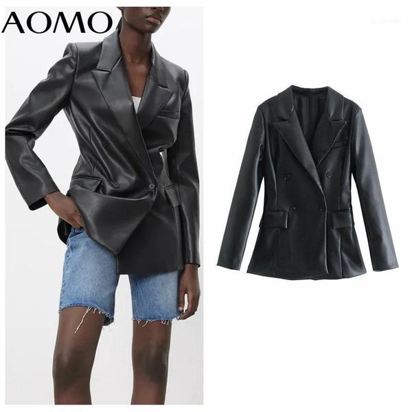 women's suits & blazers aomo women 2021 fashion black faux leather blazer coat vintage double breasted long sleeve female outerwear chi, White;black
women's suits & blazers aomo women 2021 fashion black faux leather blazer coat vintage double breasted long sleeve female outerwear chi, White;black